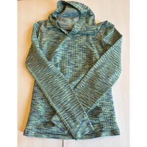 Athleta Space Dye Hoodie Womens Small Blue Green Pullover Athletic Yoga Pullover